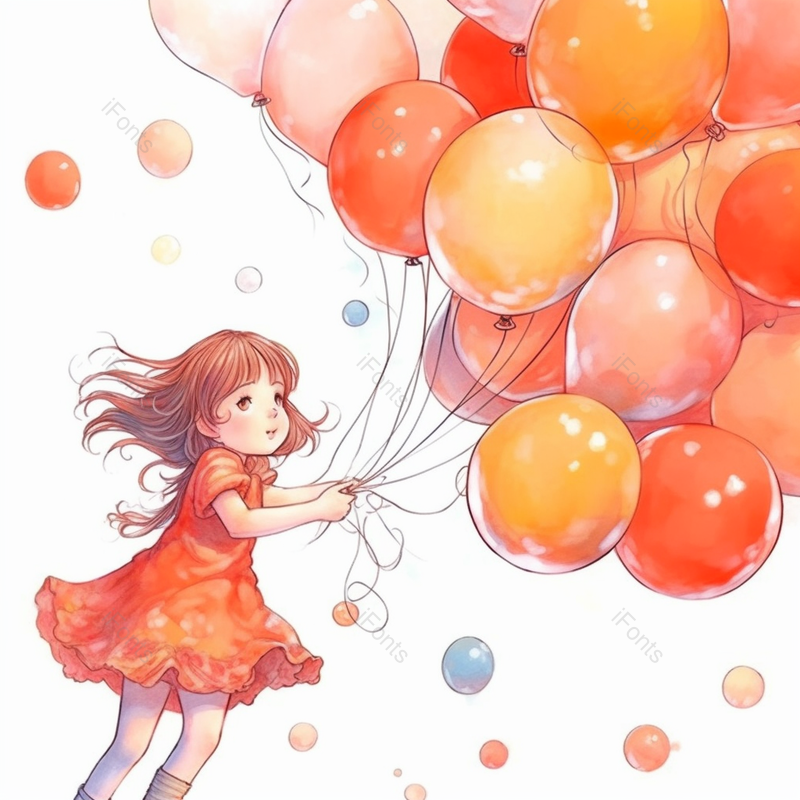 白背景一个女孩小孩抓住气球绳子欢乐气球飘起来纯洁可爱插画,插画/手绘图,插画/手绘图库,插画/手绘图下载,插画/手绘